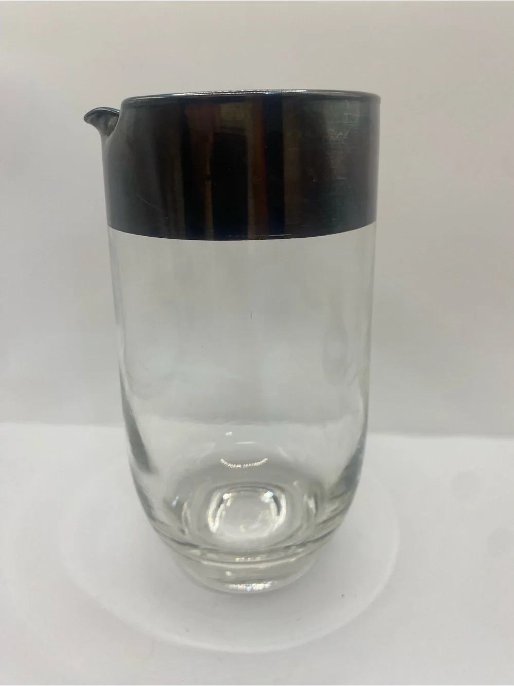 Vintage Dorothy Thorpe Silver Crystal Cocktail Pitcher & Roly Poly Glass